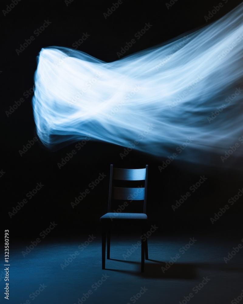 Aufkleber ethereal design narrative minimalist chair with dynamic fluid motion - conceptual interior art explo