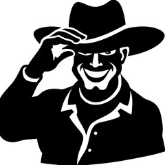 Fototapeta premium Mysterious Cowboy Silhouette in Hat with Confident Expression Vector Art