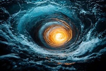 Abstract Vortex: Dynamic Swirl with Fiery Core for Artistic Design and Inspiration