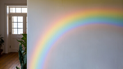 Soft Rainbow Light on White Wall