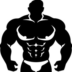 Naklejka premium Muscular Bodybuilder Silhouette Illustration for Fitness and Gym Design Projects