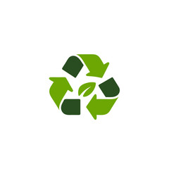 Green Recycling Symbol with Leaf Eco-Friendly Sustainability Concept Vector Illustration