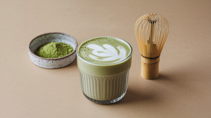 Minimalist Matcha Aesthetic with Bamboo Whisk