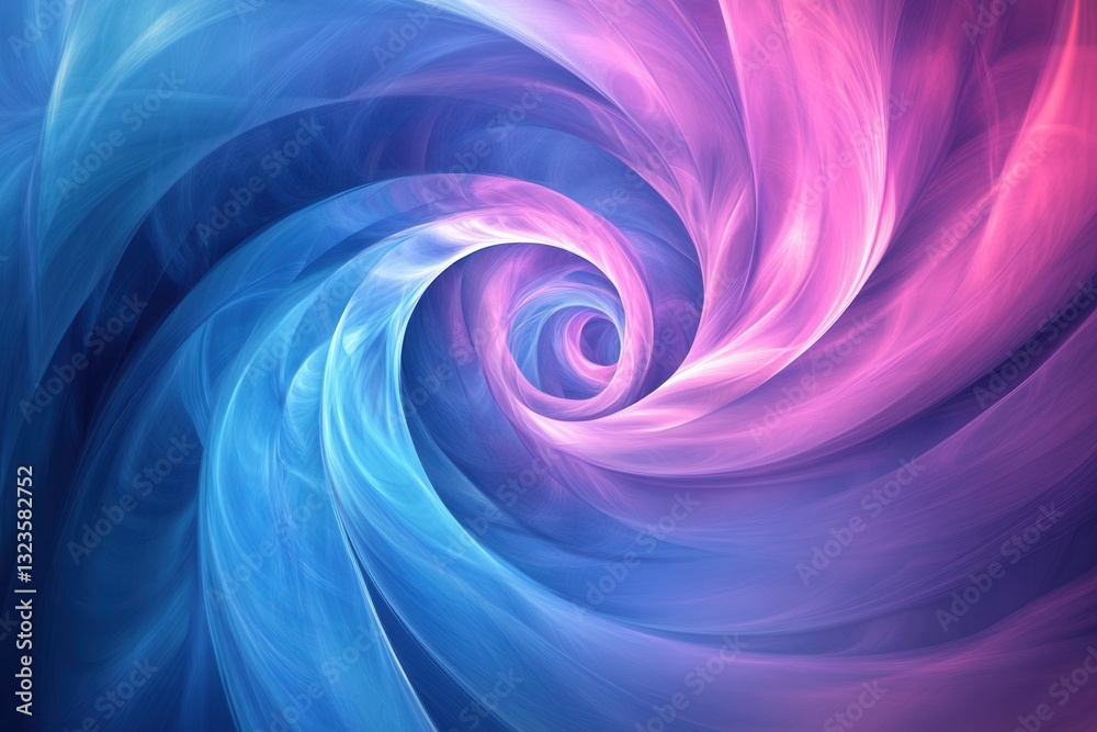 Poster vibrant abstract swirling patterns with dynamic balance in blue, purple, and pink tones representing
