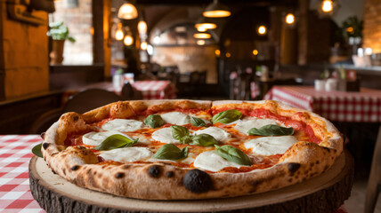 Authentic Margherita Pizza in Italian Restaurant