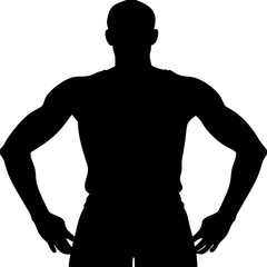 Muscular Male Silhouette Standing Confidently for Fitness Designs