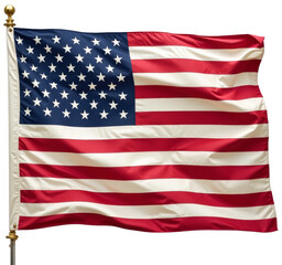 Naklejka premium American flag waving on a pole with transparent background
