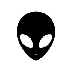 Alien Head Silhouette Vector for Sci-Fi and Futuristic Designs