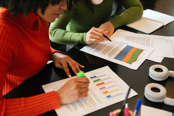 Collaborative work session with data analysis and charts