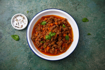Traditional beef ragout with vegetables