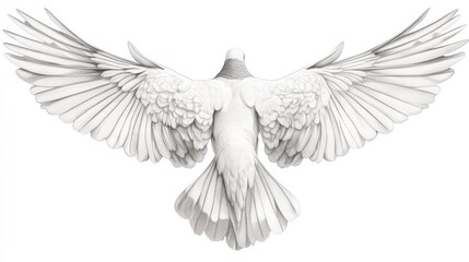 Fototapeta premium White dove in flight, rear view, isolated, peace symbol, spiritual imagery