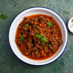 Traditional beef ragout with vegetables
