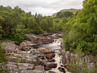 The impressive large Blackwater River at Little Garve, Scotland, UK