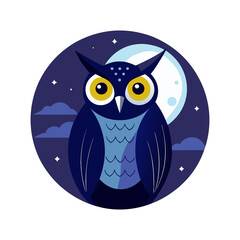 owl on the night sky on transparent background