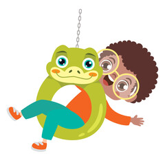 Kid Having Fun With Animal Swing