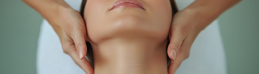Relaxing neck massage therapy session spa facility health and wellness calm ambiance close-up view self-care concept
