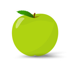 A shiny fresh green apple, A green ripe juicy apple isolated on white background, vector, illustration