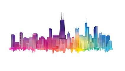 Colorful Chicago Skyline