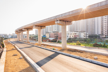 Elevated MRT Construction with Urban Background