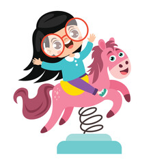 Kid Having Fun With Park Toy