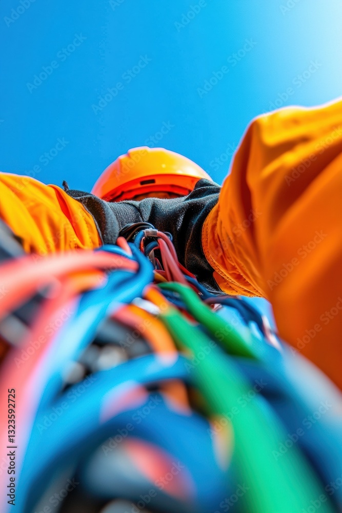 Poster electrifying industry 0 high-visibility safety tech meets vibrant network infrastructure - precision