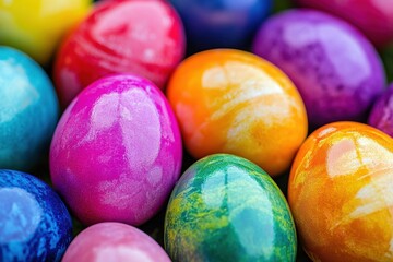 Fototapeta premium Colorful easter eggs in various shades perfect for seasonal festivities and holiday decorations