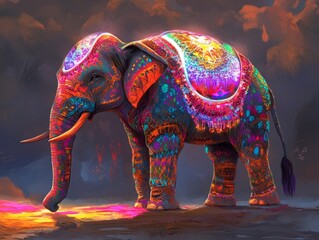 Fototapeta premium Generic Digital Painting View Elephant Saddle Indian