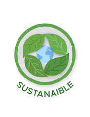 Sustainable production eco friendly save world vector symbol. Colorful icon isolated on a white background.