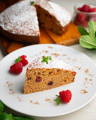 Delicious whole wheat vegan cake with papaya and nuts.