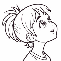 young girl face with haircut coloring page