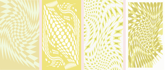 Modern abstract groovy retro twisted collection minimalistic posters  Vector illustration