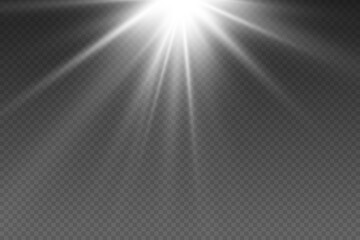Glowing magical rays of light. On a transparent background.