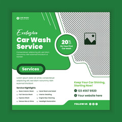 Car wash services social media post design template or Car Washing marketing square banner design.