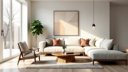 Serene Living Room Interior Design with Natural Light and Minimalist Decor