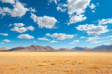 Sunny Desert Landscape with Majestic Mountains