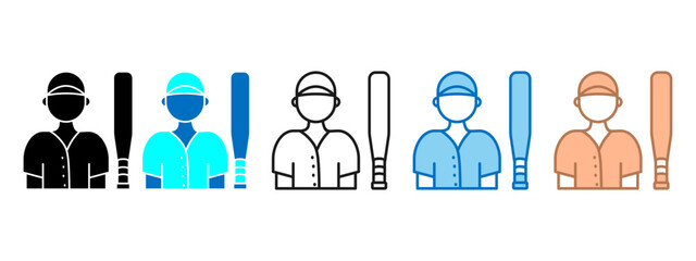 Baseball Icon Set Multiple Style Collection