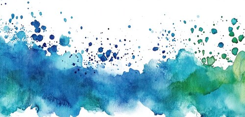 Obraz premium Vibrant watercolor splashes in deep blues and greens for an ocean-inspired theme