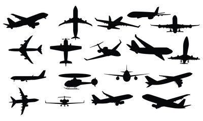 Airplane icon set vector on white background