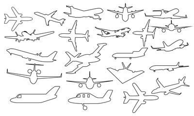 Obraz premium Hand drawn airplane outline illustration