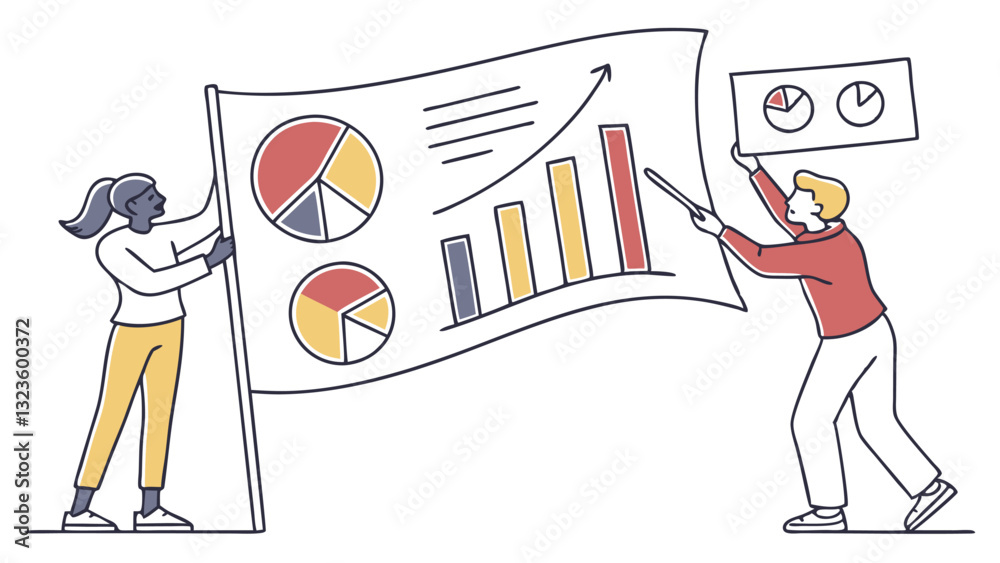 Leinwandbilder vector illustration of a person presenting data analysis charts in a professional setting during a b