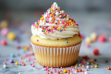 Nonpareil Sprinkles - Colorful Cupcake Decoration with White Background