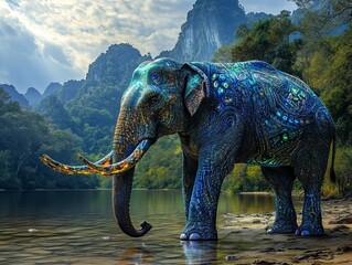 Surrealism Surreal Landscape Scene Elephant Thai Tusks