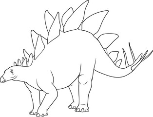 stegosaurus dinosaur vector outline illustration coloring book element © Iuliia