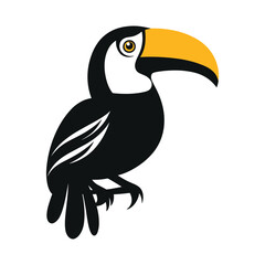 Toucan logo icon on a white background black style Vector. Vibrant Toucan Logo Vector Illustration on White Background. 