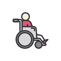Disabled people colored icons, minimalist vector illustration ,simple transparent graphic element .Isolated on white background
