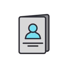 Passport colored icons, minimalist vector illustration ,simple transparent graphic element .Isolated on white background