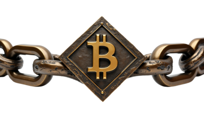 Golden Symbol on a chain with transparent background