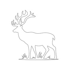 Elegant Deer Outline Drawing Minimalist Wildlife Art. 