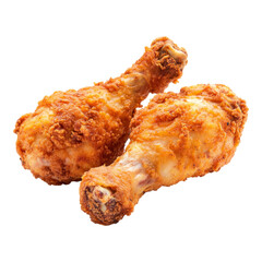 Crispy fried chicken drumsticks isolated on transparency background