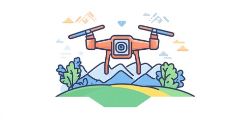 Drone Flying Over Mountains With Lush Greenery and a Winding Path Under a Clear Sky